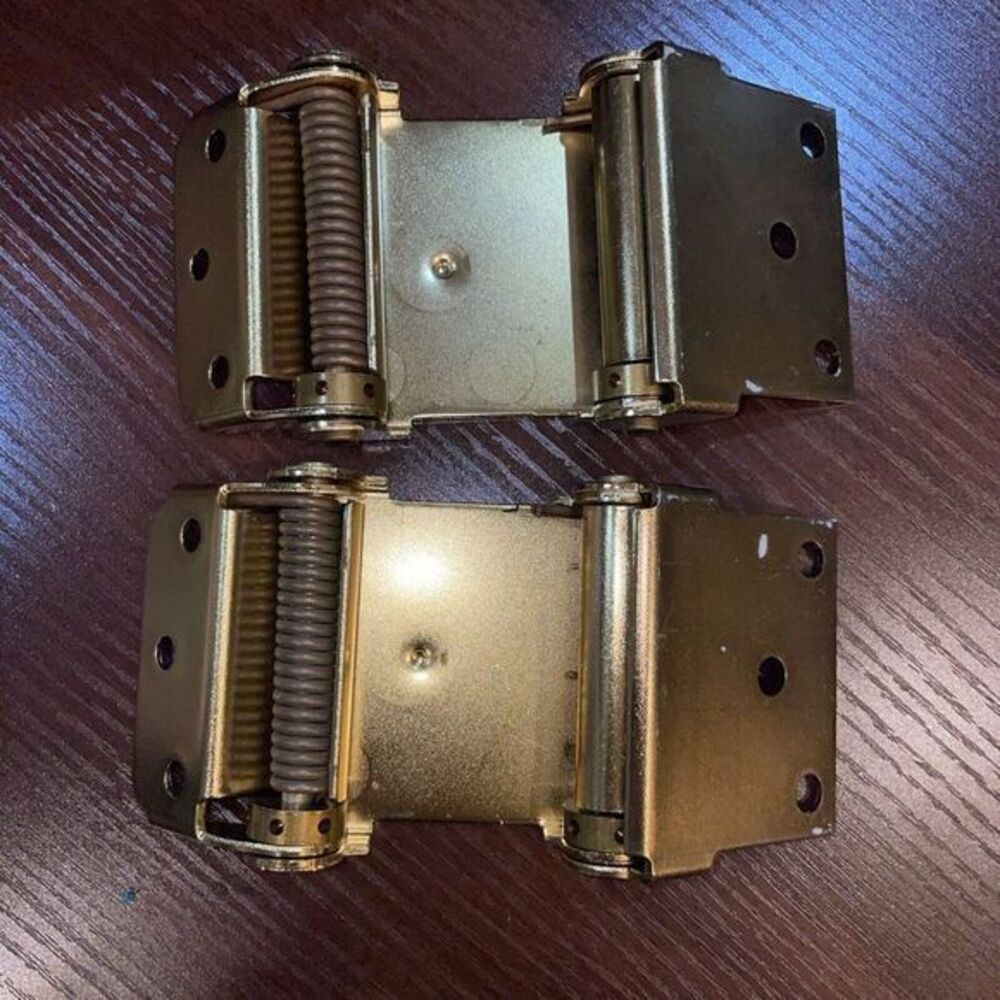 National Hardware N100-049 Satin Brass Double-Acting‎ Spring Hinge 3 L x 3 W in.